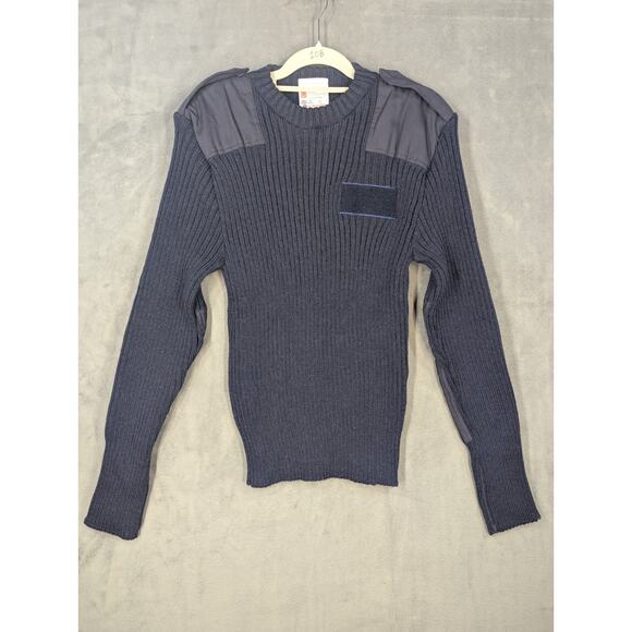 VTG Woolly Pulley Sweater Mens Large Navy Blue Made In England 100% Wool - Picture 1 of 7